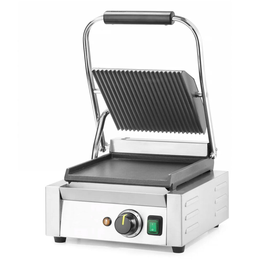 Panini grill Metos 220x230 mm slett/rifflet, enkel, 230V/1NPE/50Hz