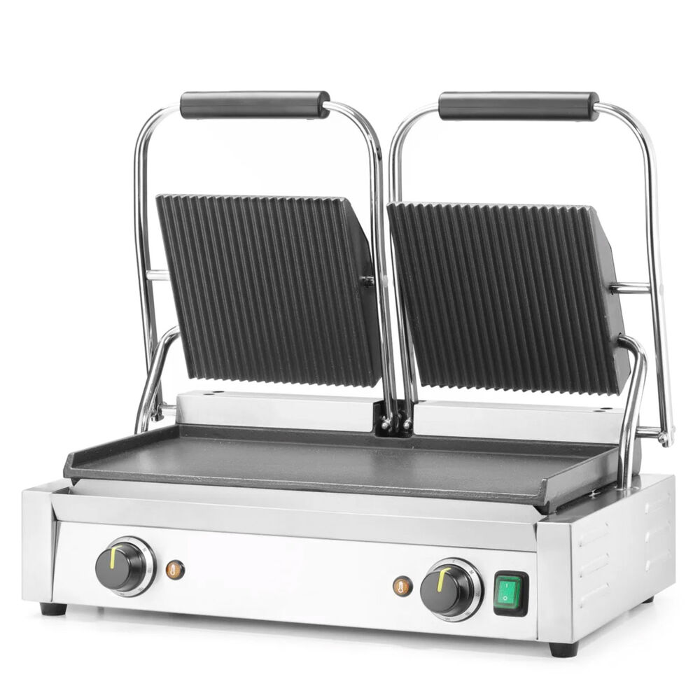 Panini grill Metos 475x230 slett/rifflet, dobbel, 230V/1NPE/50Hz
