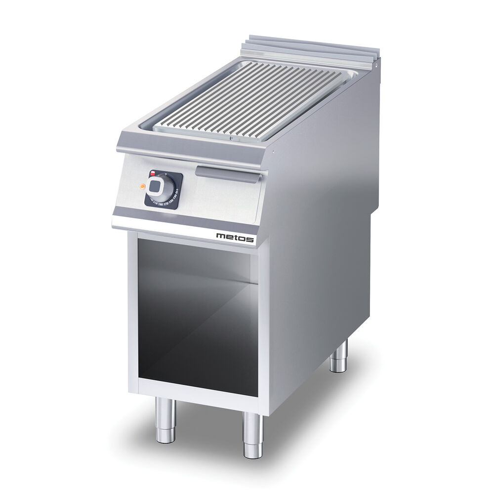 Flatgrill räfflad Metos Diamante D72/25SFTEAR med åpent stativ,400V