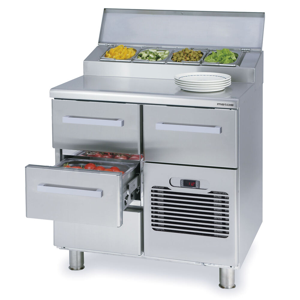 Saladette Classic ST800-GN3-MGH SS RAILS, 4xGN1/6-150, folding lid. (Back surface elevation 58mm)